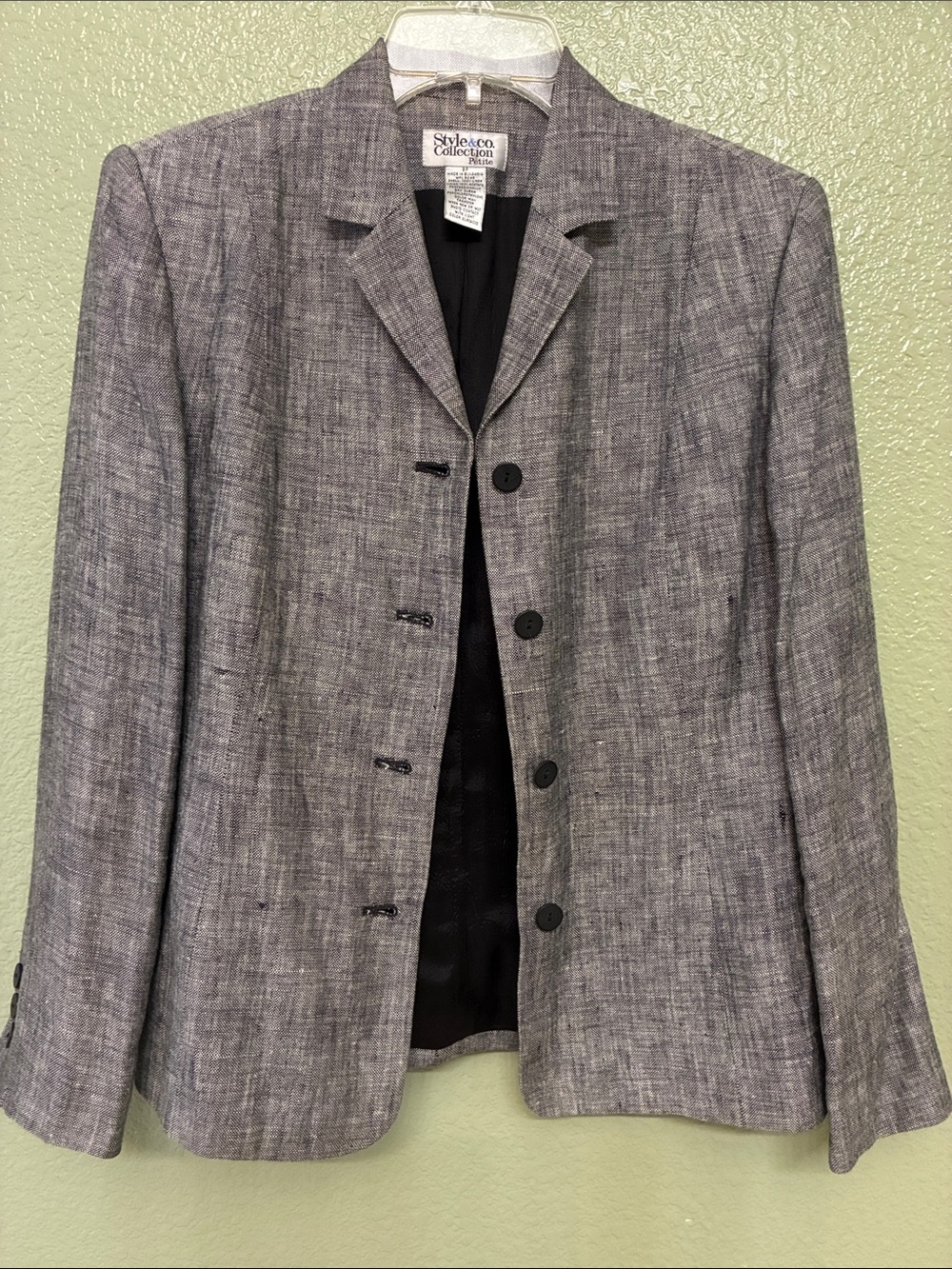 Style & Co. Collection made in Bulgaria 100% linen Gray Textured Women's Blazer